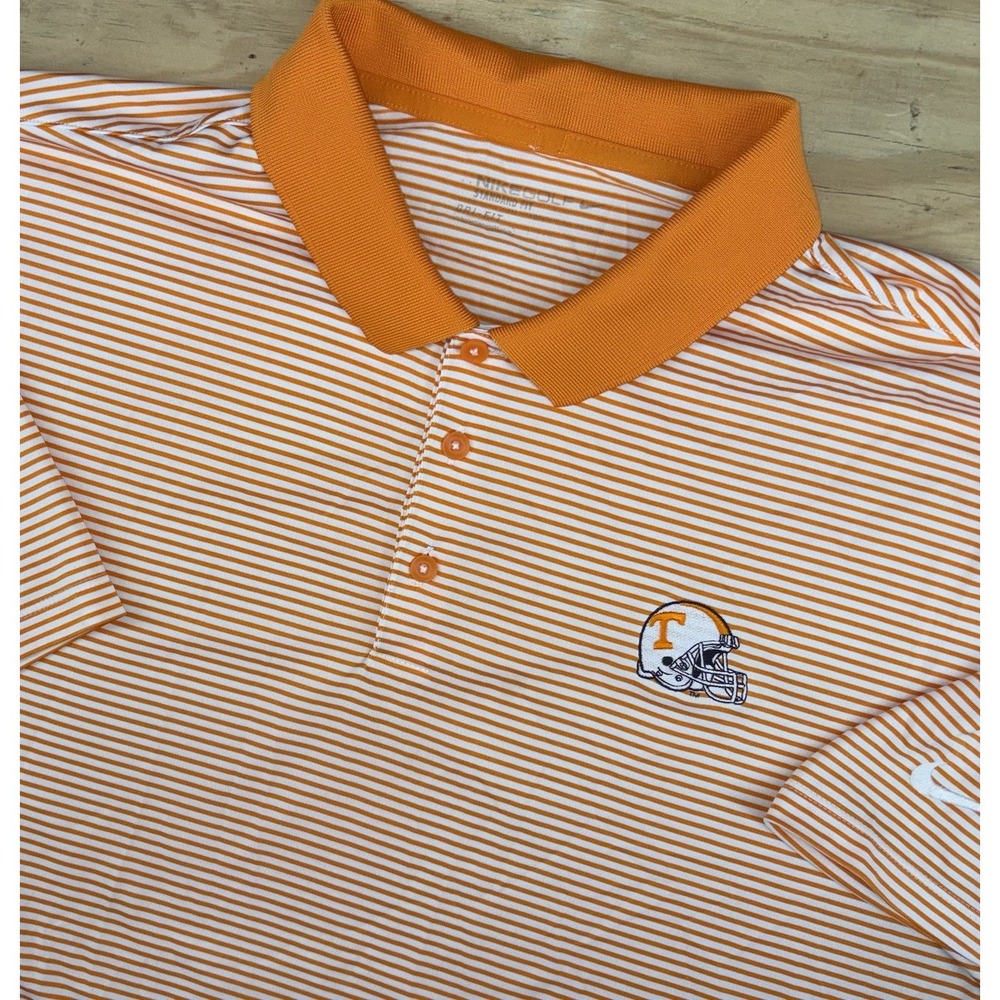 Nike Golf Dri Fit Tennessee Vols Polo Mens 2XL Performance Orange White Stripe